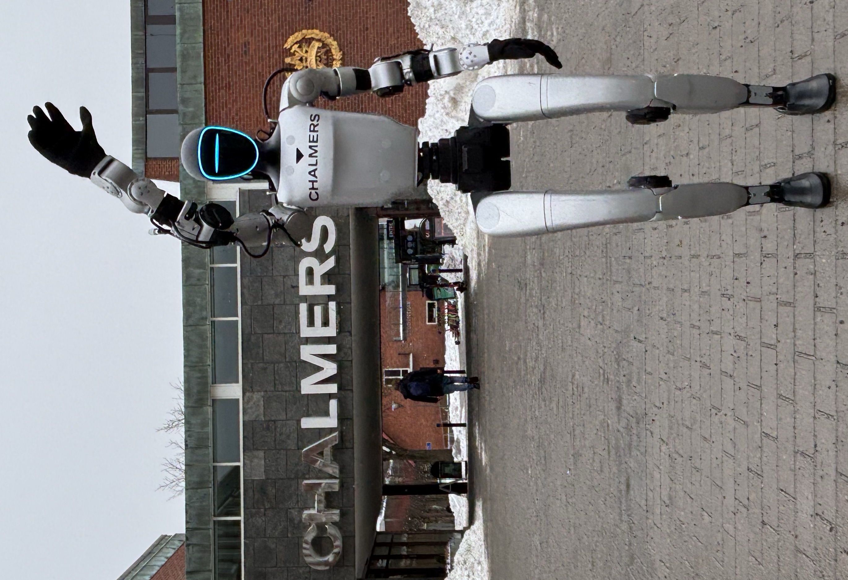 William performing a Hello gesture at Chalmers Entrance